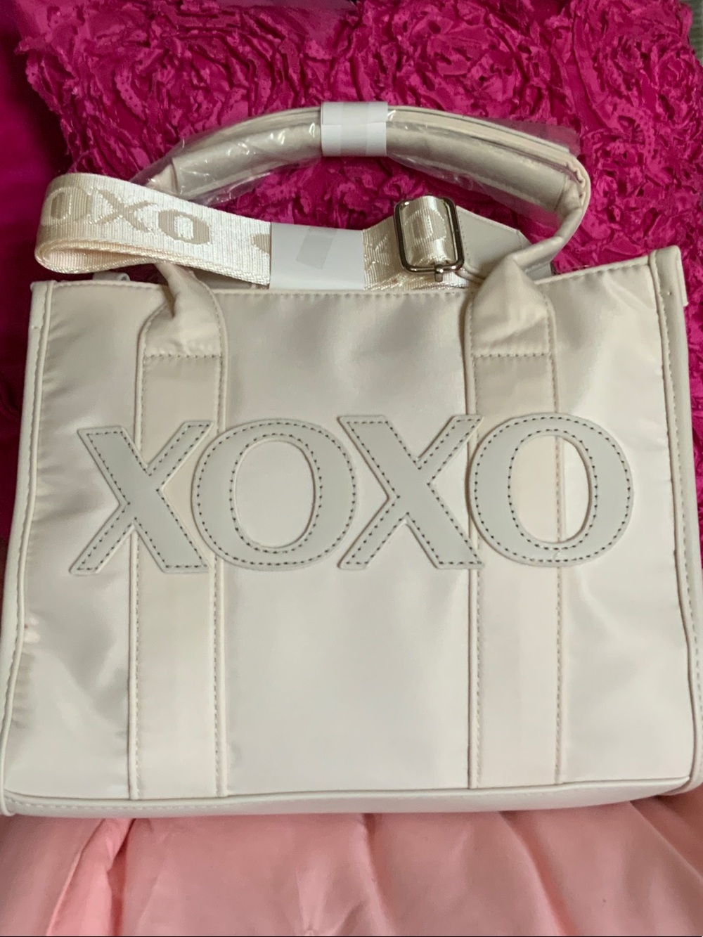 XOXO Cream Logo Tote with Adjustable Strap